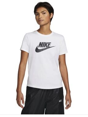 Nike White Tee with Black Swoosh Logo